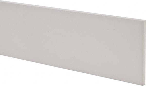 Made in USA - 1 Ft. Long x 4 Inch Wide x 1/4 Inch High, Virgin PTFE, Rectangular Plastic Bar - White, +/- 0.060 Tolerance - A1 Tooling