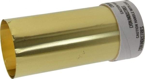 Made in USA - 5 Ft. Long x 6 Inch Wide x 0.001 Inch Thick, Roll Shim Stock - Brass - A1 Tooling