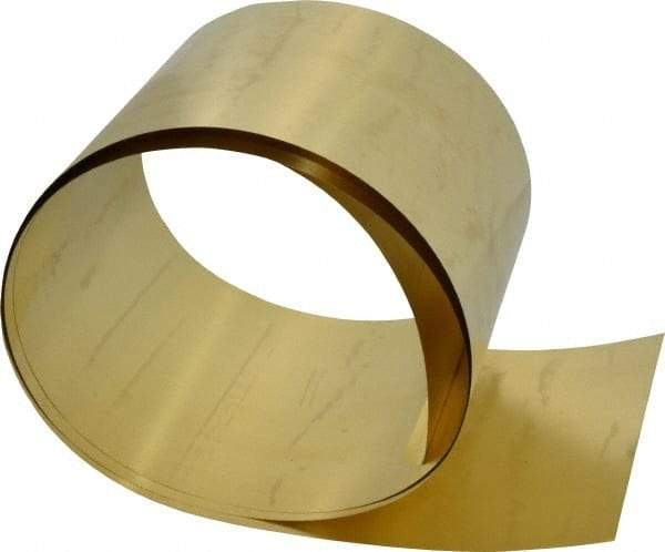 Made in USA - 5 Ft. Long x 6 Inch Wide x 0.005 Inch Thick, Roll Shim Stock - Brass - A1 Tooling