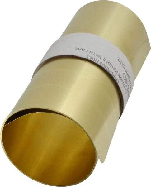 Made in USA - 5 Ft. Long x 6 Inch Wide x 0.006 Inch Thick, Roll Shim Stock - Brass - A1 Tooling