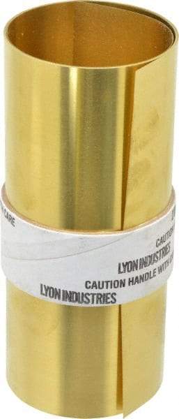 Made in USA - 5 Ft. Long x 6 Inch Wide x 0.007 Inch Thick, Roll Shim Stock - Brass - A1 Tooling