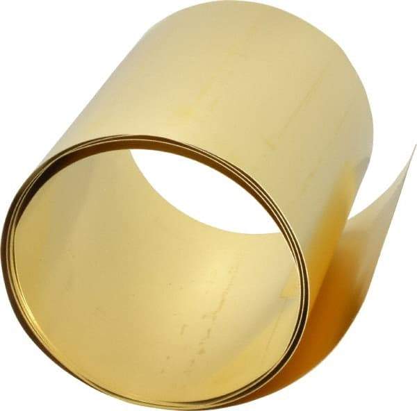 Made in USA - 5 Ft. Long x 6 Inch Wide x 0.01 Inch Thick, Roll Shim Stock - Brass - A1 Tooling