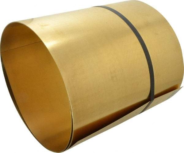 Made in USA - 10 Ft. Long x 12 Inch Wide x 0.02 Inch Thick, Roll Shim Stock - Brass - A1 Tooling