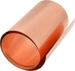 Made in USA - 100 Inch Long x 6 Inch Wide x 0.008 Inch Thick, Roll Shim Stock - Copper - A1 Tooling