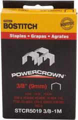 Stanley Bostitch - 3/8" Long x 7/16" Wide, 18 Gauge Crowned Construction Staple - Steel, Chisel Point - A1 Tooling