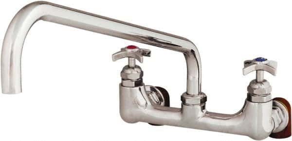 T&S Brass - Straight Spout, 2 Way Design, Wall Mount, Industrial Sink Faucet - 18 Inch Spout, 4 Spoke Handle - A1 Tooling