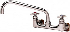 T&S Brass - Straight Spout, 2 Way Design, Wall Mount, Industrial Sink Faucet - 12 Inch Spout, 4 Spoke Handle - A1 Tooling