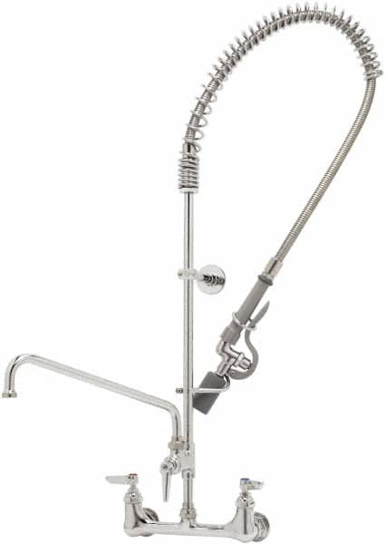 T&S Brass - Riser with Spring Guide, 2 Way Design, Wall Mount, Wall Pre Rinse Faucet Assembly - Lever Handle - A1 Tooling