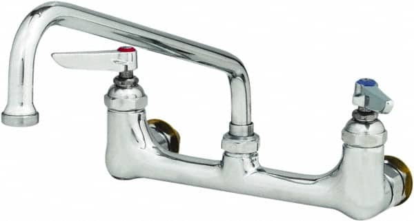 T&S Brass - Wall Mount, Kitchen Faucet without Spray - Swivel Base Faucet with Ceramic Cartridges, Lever Handle, Low Spout, No Drain - A1 Tooling