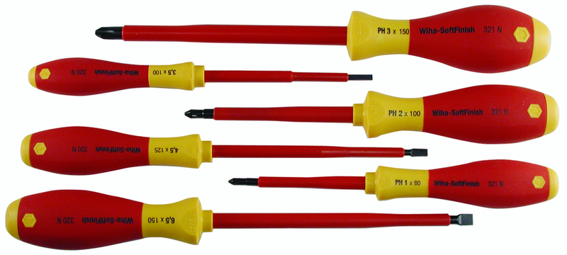 Insulated Slotted Screwdriver 3.4; 4.5; 6.5mm & Phillips # 1; 2 & 3. 6 Piece Set - A1 Tooling