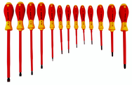 Insulated Slotted Screwdriver 2.0; 2.5; 3.0; 3.5; 4.5; 5.5; 6.5; 8.0; 10.0mm & Phillips # 0; 1; 2; 3. 13 Piece Set - A1 Tooling