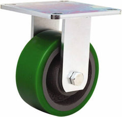 Hamilton - 5" Diam x 2" Wide x 6-1/2" OAH Top Plate Mount Rigid Caster - Polyurethane Mold onto Cast Iron Center, 900 Lb Capacity, Sealed Precision Ball Bearing, 5 x 5-1/2" Plate - A1 Tooling