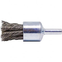 Brush Research Mfg. - 3/4" Brush Diam, Knotted, End Brush - 1/4" Diam Steel Shank, 20,000 Max RPM - A1 Tooling