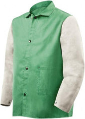 Steiner - Size 3XL Flame Resistant/Retardant Jacket - Green, Gray, Cotton & Leather, Snaps Closure, 60 to 64" Chest - A1 Tooling