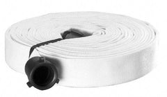 Made in USA - 2-1/2" ID x 2-13/16" OD, 250 Working psi, White Polyester/Rubber Fire Hose, Single Jacket - 2-1/2" NH/NST Ends, 100' Long, -40 to 150°F,750 Burst psi - A1 Tooling