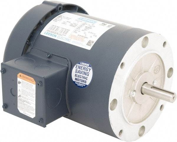 Leeson - 1 Max hp, 1,200 Max RPM, Premium Efficient Electric AC DC Motor - 230/460 V Input, Three Phase, 56C Frame, C-Face Mount, TEFC Enclosure - A1 Tooling