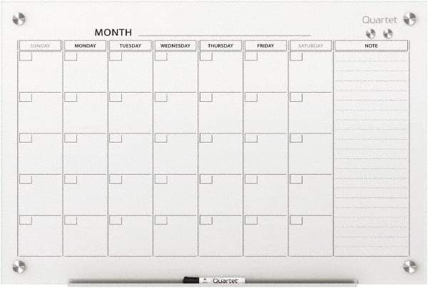 Quartet - 24" High x 36" Wide Magnetic Dry Erase Calendar - Plastic, Includes Dry-Erase Marker, Magnet & Mounting Kit - A1 Tooling