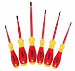 Insulated Slim Integrated Insulation 6 Piece Screwdriver Set Slotted 4.5; 6.5; Phillips #1 & 2; Square #1 & 2. - A1 Tooling