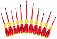 Insulated Slim Integrated Insulation 11 Piece Screwdriver Set Slotted 3.5; 4; 4.5; 5.5; 6.5; Phillips #1 & 2; Xeno #1 & 2; Square #1 & 2 - A1 Tooling