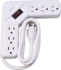 Woods PRO - 6 Outlets, 125 Volts, 15 Amps, 4' Cord, Power Outlet Strip - Keyhole Mount, 5-15 NEMA Configuration, 6-1/2" Strip, cULus - A1 Tooling