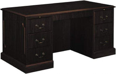 Hon - High Pressure Laminate Double Pedestal Desk with Center Drawer - 60" Wide x 30" Deep x 29-1/2" High, Mahogany - A1 Tooling