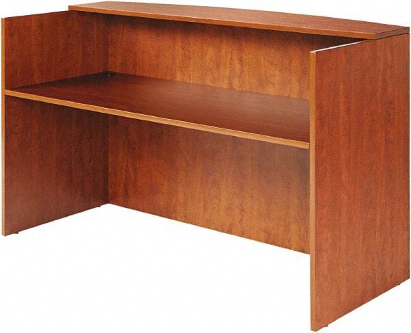 ALERA - Woodgrain Laminate Reception Desk - 71" Wide x 35-1/2" Deep x 42-1/2" High, Medium Cherry - A1 Tooling