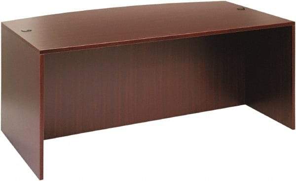 ALERA - Woodgrain Laminate Bow Front Desk - 71" Wide x 41-3/8" Deep x 29-5/8" High, Mahogany - A1 Tooling