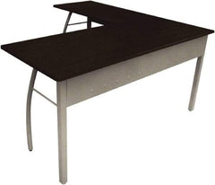 Linea Italia - Woodgrain Laminate L-Shaped Desk - 59-1/8" Wide x 59-1/8" Deep x 29-1/2" High, Mocha & Gray - A1 Tooling