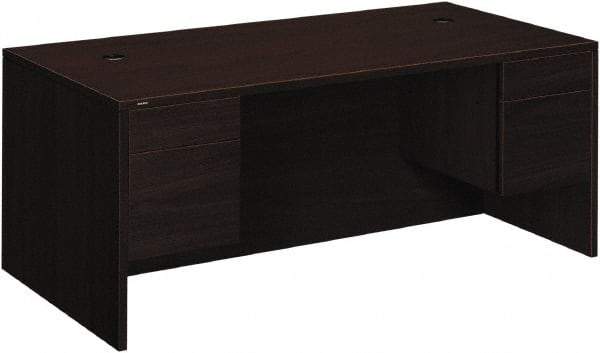 Hon - Woodgrain Laminate Double Pedestal Desk - 72" Wide x 36" Deep x 29-1/2" High, Mahogany - A1 Tooling