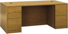 Hon - Woodgrain Laminate Double Pedestal Desk - 72" Wide x 36" Deep x 29-1/2" High, Harvest - A1 Tooling