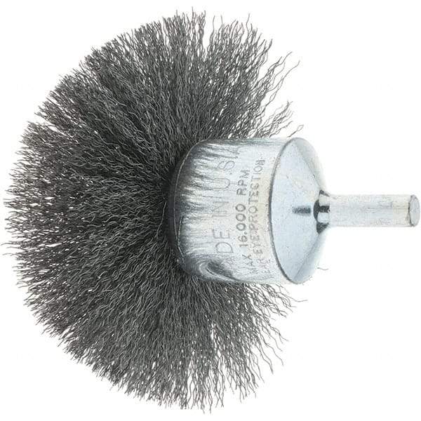 Tru-Maxx - 3" Brush Diam, Crimped, Flared End Brush - 1/4" Diam Steel Shank, 16,000 Max RPM - A1 Tooling