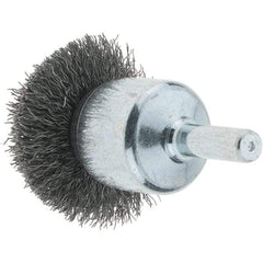 Tru-Maxx - 1-1/2" Brush Diam, Crimped, Flared End Brush - 1/4" Diam Steel Shank, 20,000 Max RPM - A1 Tooling