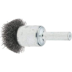 Tru-Maxx - 1" Brush Diam, Crimped, Flared End Brush - 1/4" Diam Steel Shank, 25,000 Max RPM - A1 Tooling