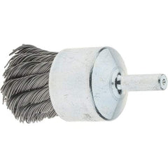 Tru-Maxx - 1-1/8" Brush Diam, Knotted, End Brush - 1/4" Diam Steel Shank, 22,000 Max RPM - A1 Tooling