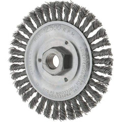 Tru-Maxx - 5" OD, 5/8-11 Arbor Hole, Stringer Bead Steel Wheel Brush - 3/16" Face Width, 7/8" Trim Length, 0.02" Filament Diam, 12,500 RPM - A1 Tooling