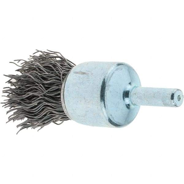 Tru-Maxx - 3/4" Brush Diam, Crimped, Flared End Brush - 1/4" Diam Steel Shank, 22,000 Max RPM - A1 Tooling