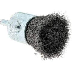 Tru-Maxx - 1" Brush Diam, Crimped, Flared End Brush - 1/4" Diam Steel Shank, 22,000 Max RPM - A1 Tooling