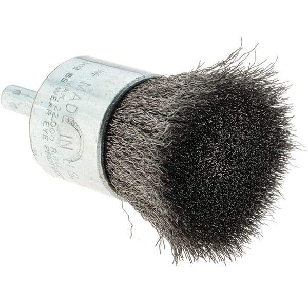 Tru-Maxx - 1" Brush Diam, Crimped, Flared End Brush - 1/4" Diam Steel Shank, 22,000 Max RPM - A1 Tooling