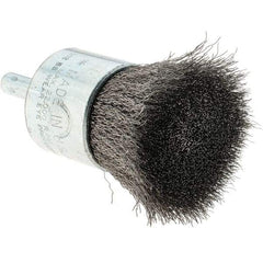 Tru-Maxx - 1" Brush Diam, Crimped, Flared End Brush - 1/4" Diam Steel Shank, 22,000 Max RPM - A1 Tooling