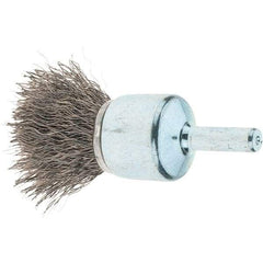 Tru-Maxx - 3/4" Brush Diam, Crimped, Flared End Brush - 1/4" Diam Steel Shank, 22,000 Max RPM - A1 Tooling