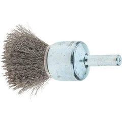 Tru-Maxx - 3/4" Brush Diam, Crimped, Flared End Brush - 1/4" Diam Steel Shank, 22,000 Max RPM - A1 Tooling