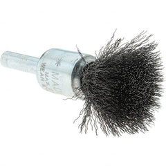 Tru-Maxx - 1/2" Brush Diam, Crimped, Flared End Brush - 1/4" Diam Steel Shank, 25,000 Max RPM - A1 Tooling