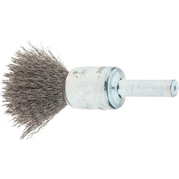 Tru-Maxx - 1/2" Brush Diam, Crimped, Flared End Brush - 1/4" Diam Steel Shank, 25,000 Max RPM - A1 Tooling