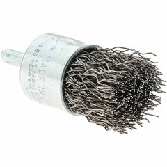 Tru-Maxx - 1" Brush Diam, Crimped, Flared End Brush - 1/4" Diam Steel Shank, 22,000 Max RPM - A1 Tooling