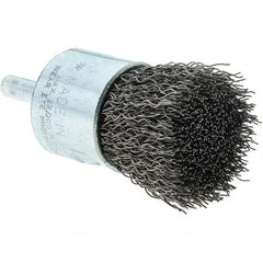 Tru-Maxx - 1" Brush Diam, Crimped, Flared End Brush - 1/4" Diam Steel Shank, 22,000 Max RPM - A1 Tooling