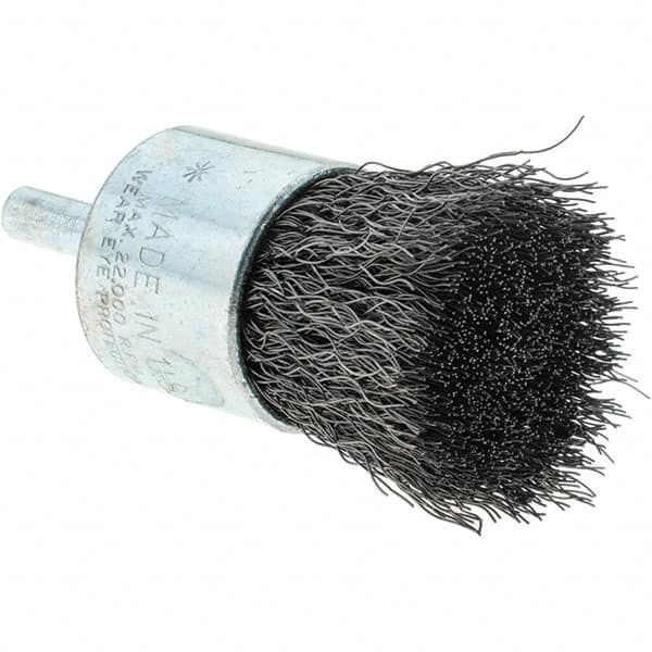 Tru-Maxx - 1" Brush Diam, Crimped, Flared End Brush - 1/4" Diam Steel Shank, 22,000 Max RPM - A1 Tooling