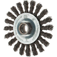 Tru-Maxx - 4" OD, 5/8-11 Arbor Hole, Knotted Steel Wheel Brush - 1/4" Face Width, 7/8" Trim Length, 0.02" Filament Diam, 20,000 RPM - A1 Tooling