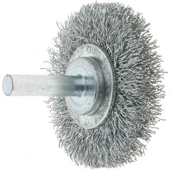 Tru-Maxx - 2" OD, 1/4" Shank Diam, Crimped Steel Wheel Brush - 3/8" Face Width, 7/16" Trim Length, 0.014" Filament Diam, 20,000 RPM - A1 Tooling