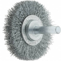 Tru-Maxx - 2" OD, 1/4" Shank Diam, Crimped Steel Wheel Brush - 3/8" Face Width, 7/16" Trim Length, 0.008" Filament Diam, 20,000 RPM - A1 Tooling