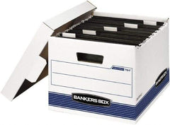 BANKERS BOX - 1 Compartment, 12-5/8" Wide x 10" High x 15-5/8" Deep, Storage Box - Corrugated Cardboard, White/Blue - A1 Tooling